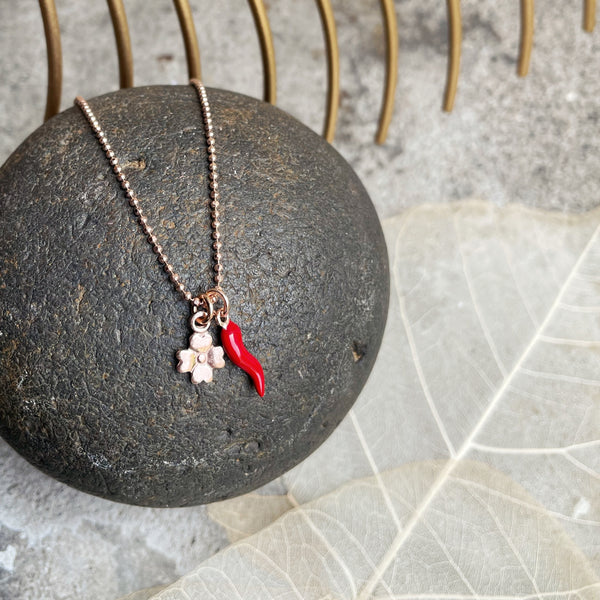 Lucky Necklace | Rose Gold / Red