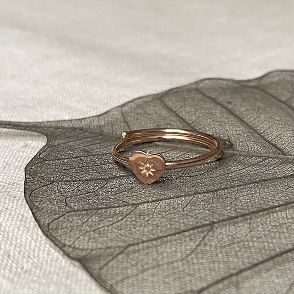 Small Boho Heart Ring | Rose Gold