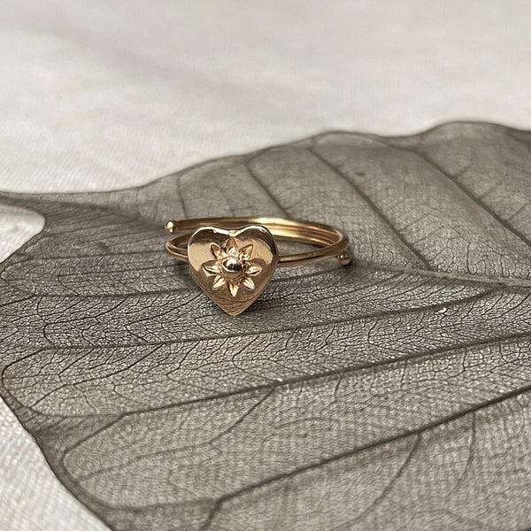 Large Boho Heart Ring | Rose Gold