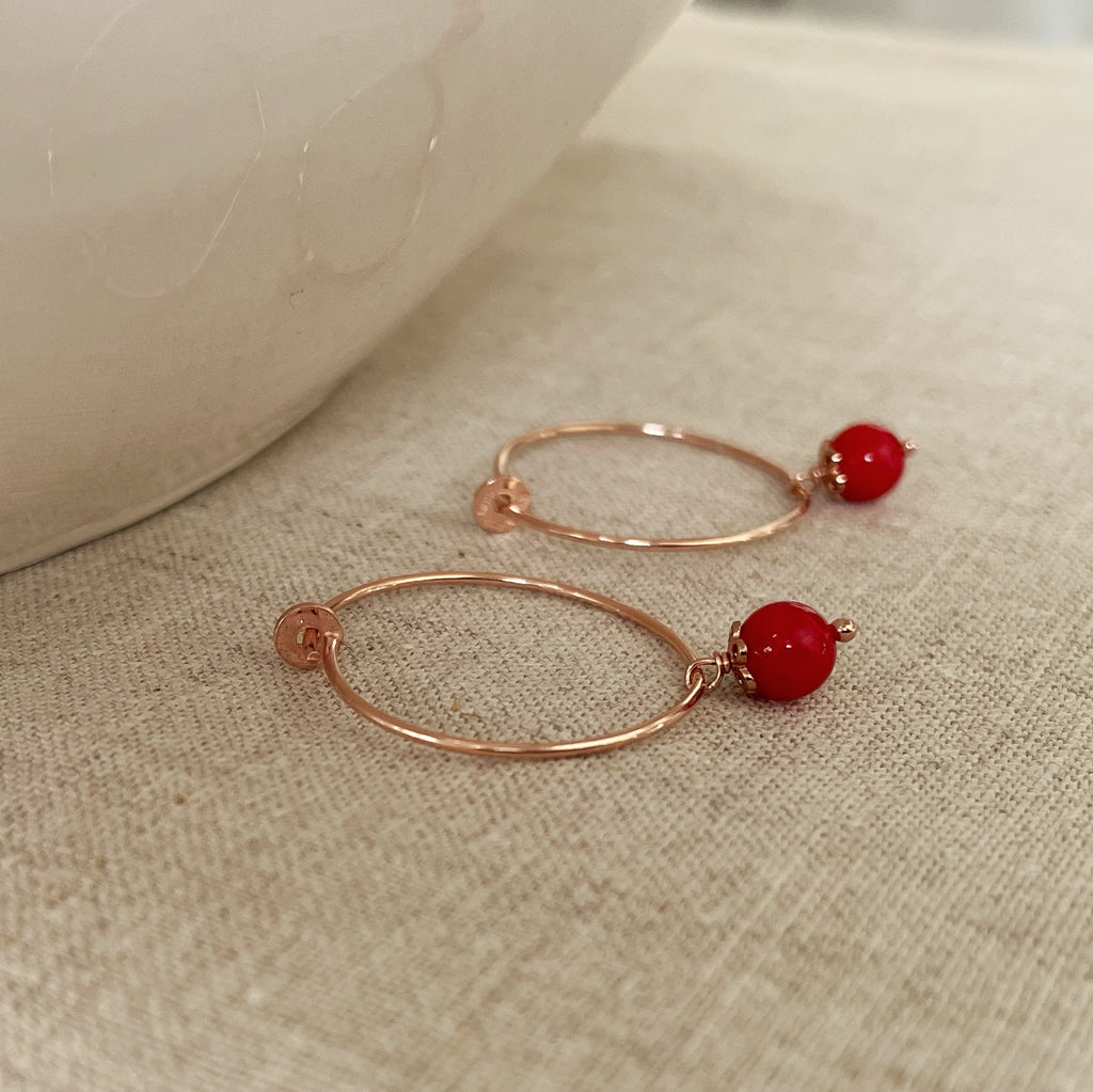 Ngb Jewels - Red Boules Wire Earrings