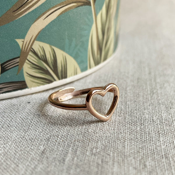 Adjustable Empty Heart Ring | Rose Gold