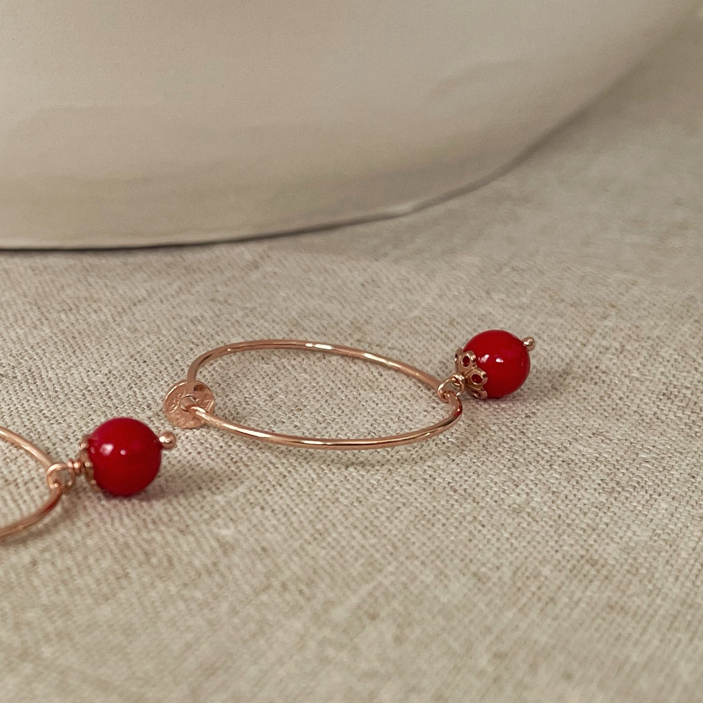 Ngb Jewels - Red Boules Wire Earrings